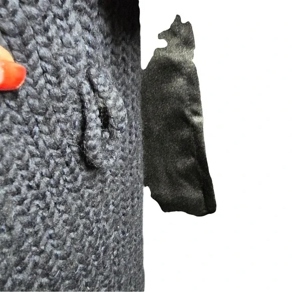 Abercrombie & Fitch Womens Charcoal Grey Chunky Knit Shawl Cardigan Sweater M - Picture 3 of 6